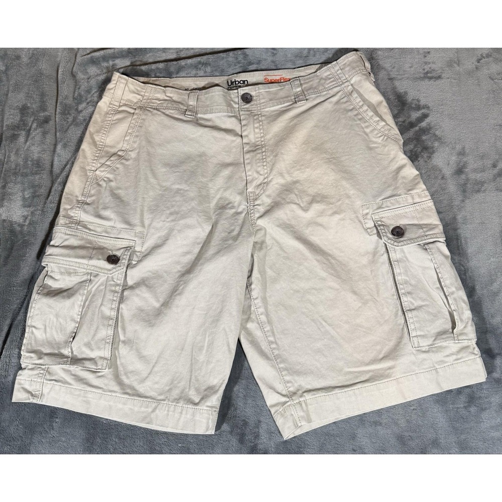 Urban Pipeline Shorts Mens 40 Beige Cargo SuperFlex Canvas Pockets Casual